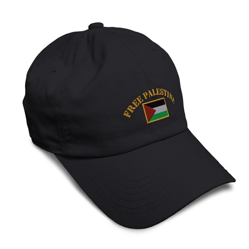 Speedy Pros Soft Baseball Cap Free Palestine Embroidered Flag Twill Cotton Dad Hats for Men & Women Black Design Only - Image 1